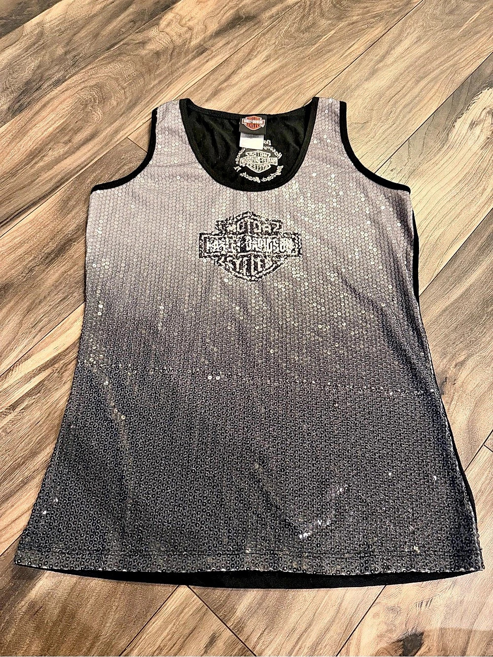 Harley-Davidson Daytona Beach Ombré Sequin Tank Top L